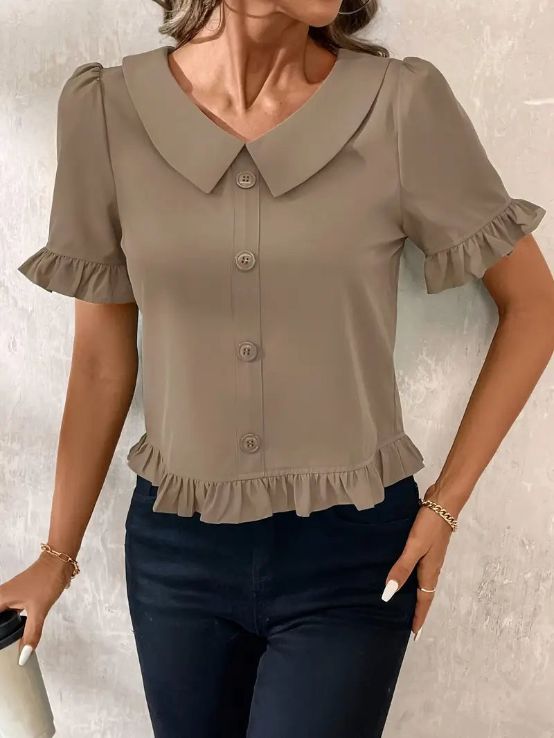 Alexandra™ | Elegant Short Sleeve Blouse