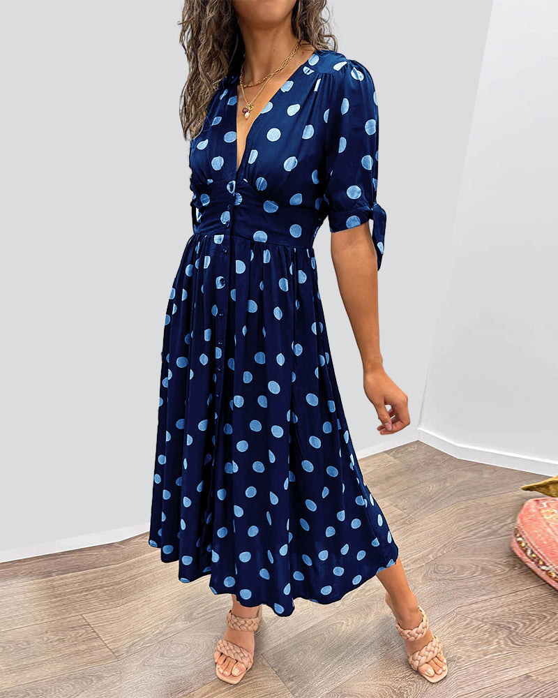 Ruby™ - V-Neck Polka Dot Dress