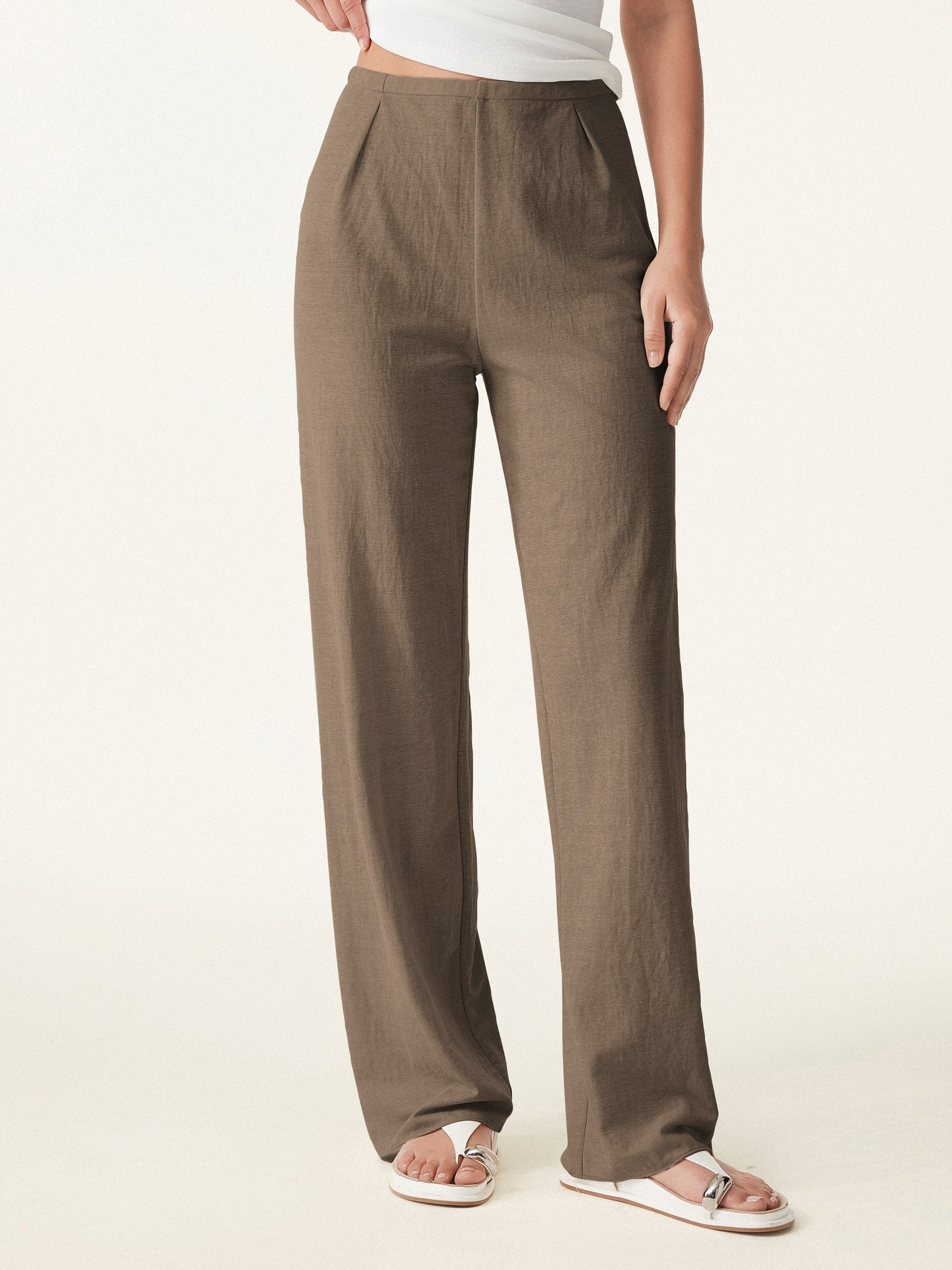 Lisa™ | Cotton-linen Mid Rise Straight Leg Pant