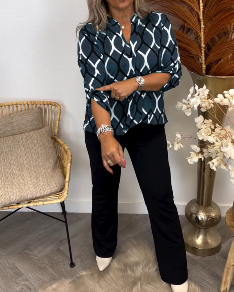 Ella™ | Long-Sleeve Blouse with Elegant Pattern