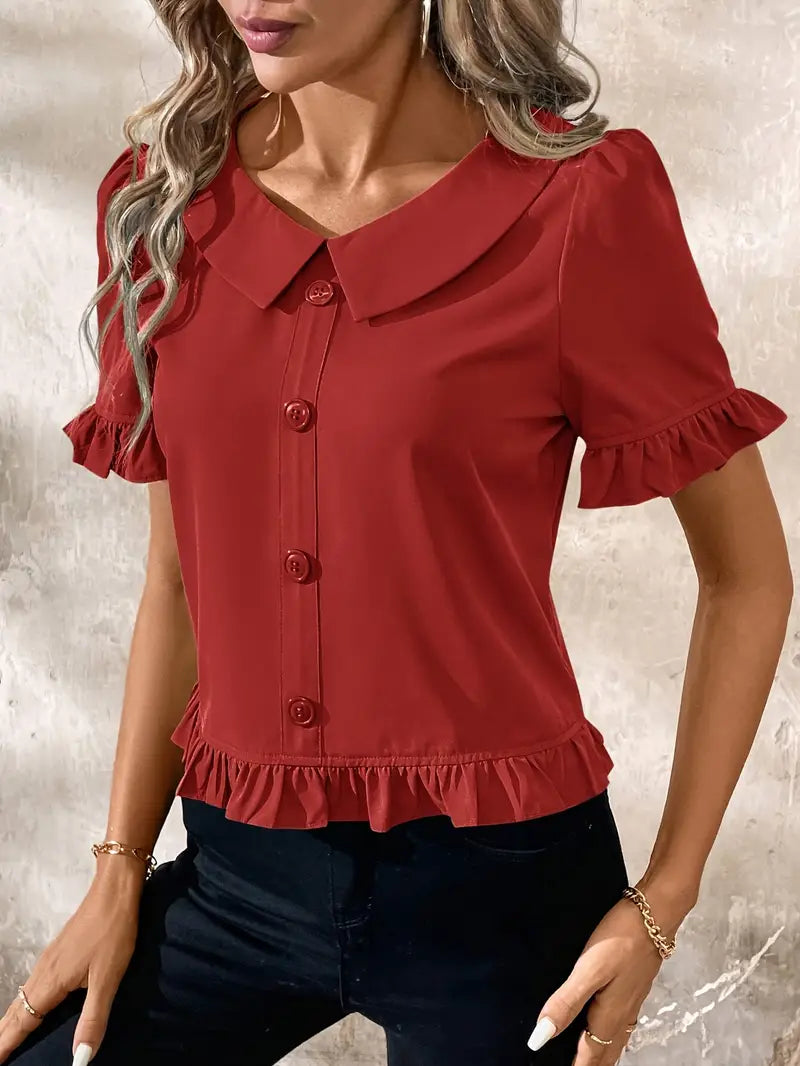 Alexandra™ | Elegant Short Sleeve Blouse