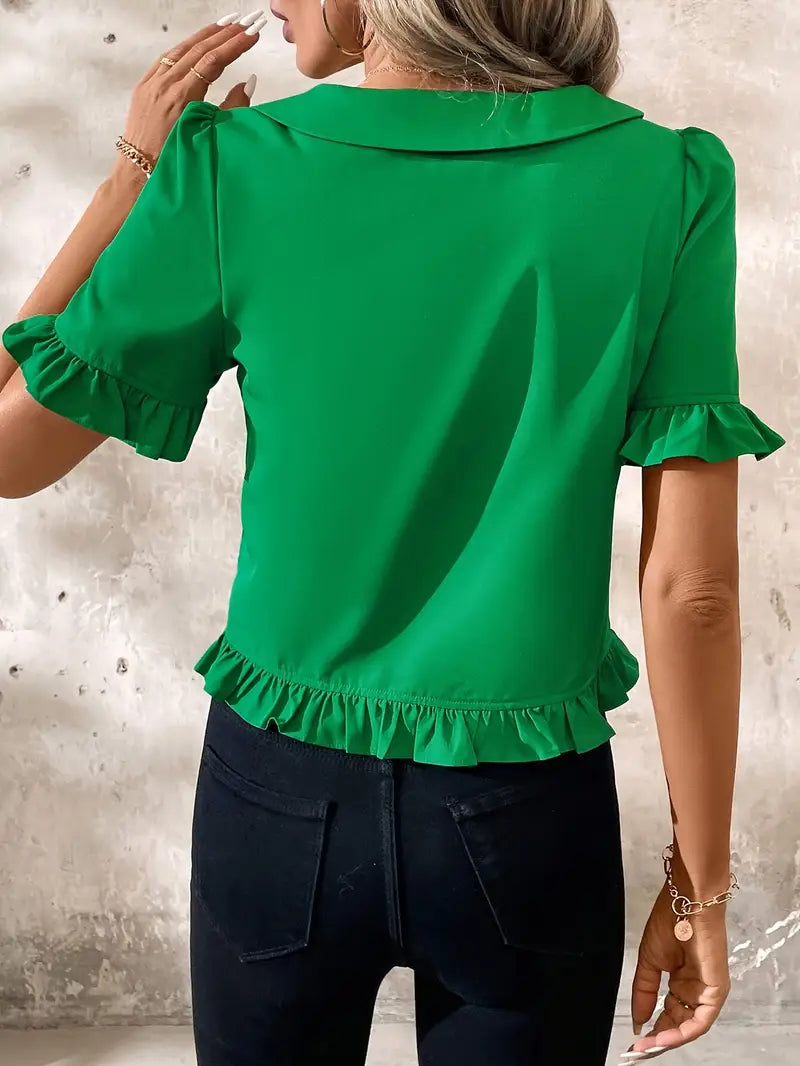 Alexandra™ | Elegant Short Sleeve Blouse