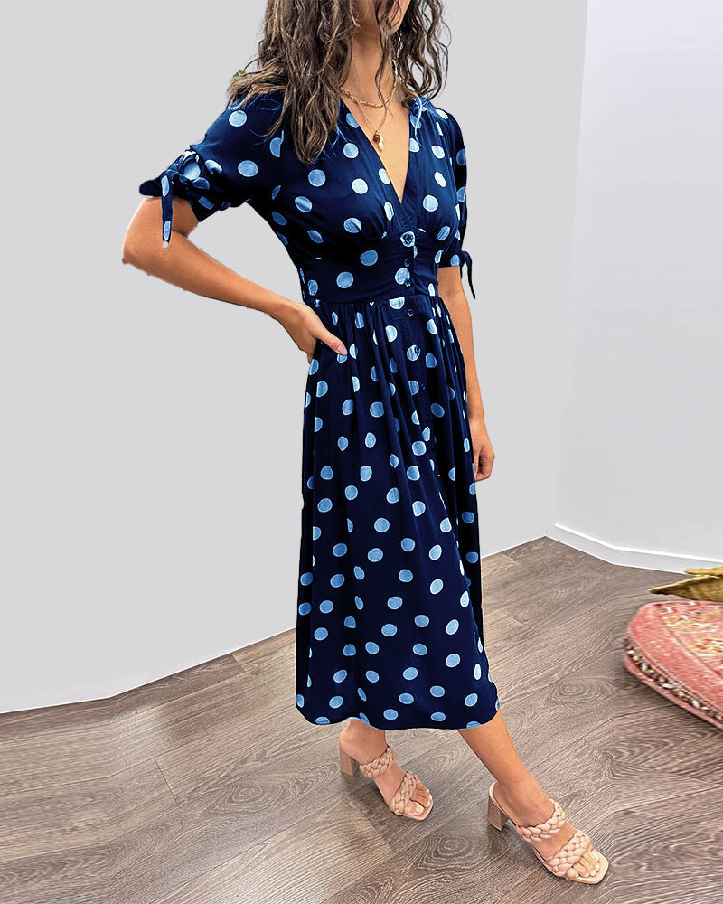 Ruby™ - V-Neck Polka Dot Dress