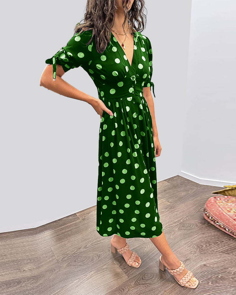 Ruby™ - V-Neck Polka Dot Dress