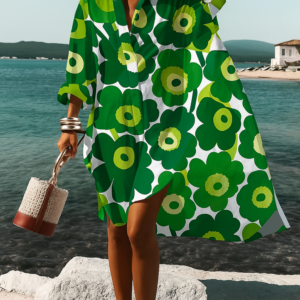 Skyla | Women Colorblock Shirt Dress | Vacation-Ready Elegance