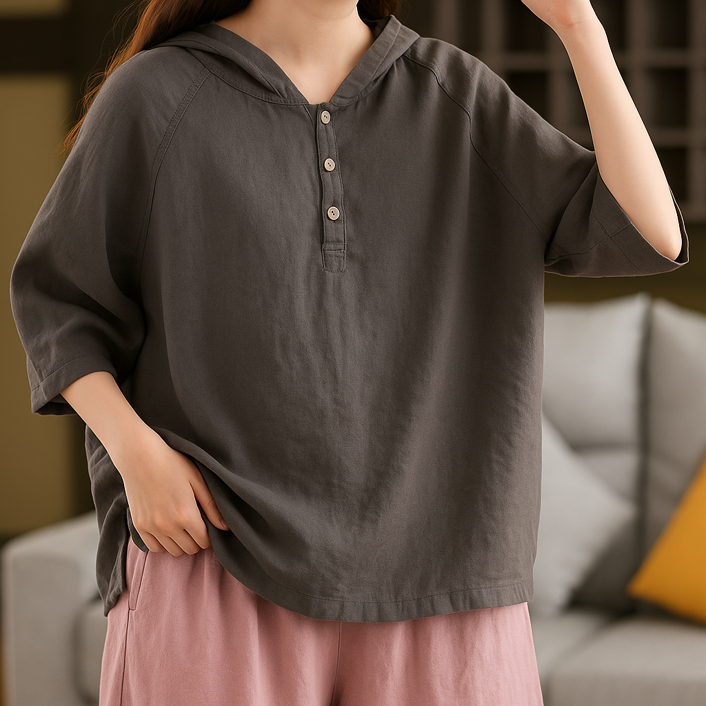 Isla | Women Hooded Linen Blouse | Relaxed Fit
