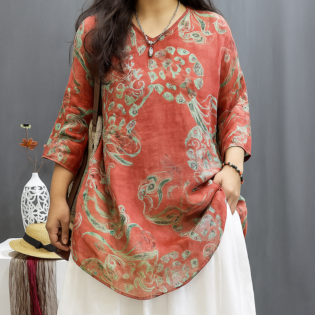 Mabel | Women Vintage Floral Blouse | Lightweight & Natural