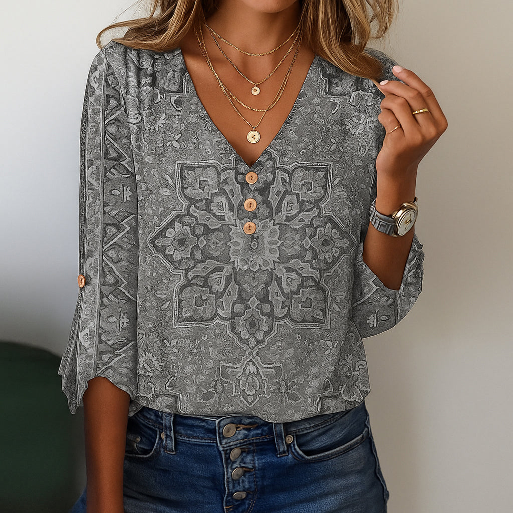 Evie | Women 3/4 Sleeve V-Neck Top | Vibrant Fit