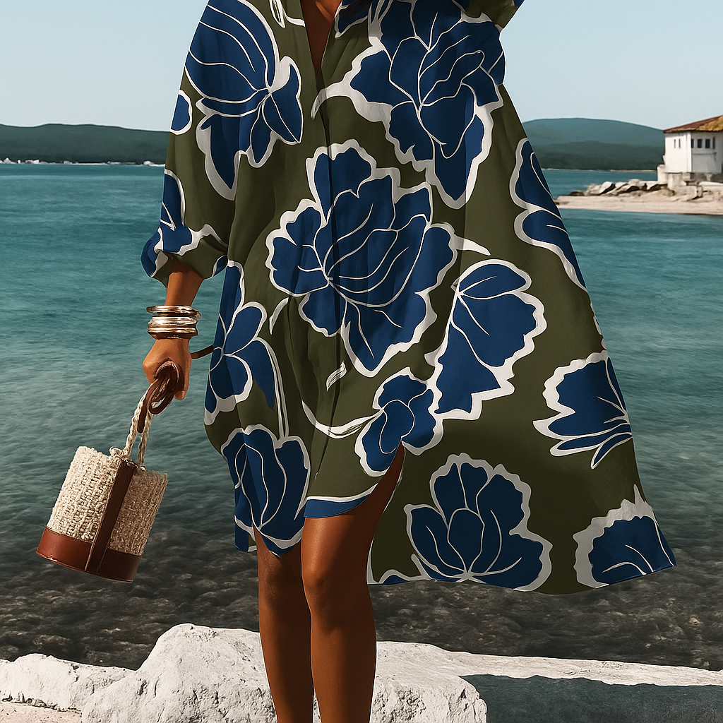 Skyla | Women Colorblock Shirt Dress | Vacation-Ready Elegance