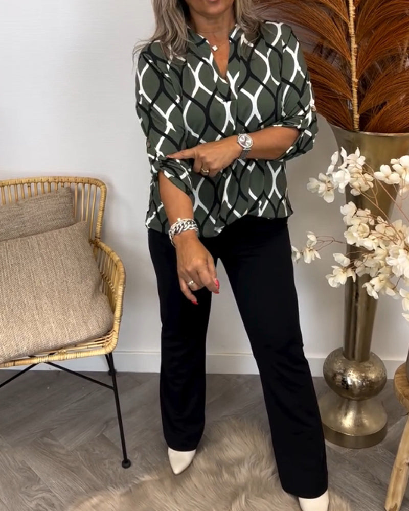 Ella™ | Long-Sleeve Blouse with Elegant Pattern