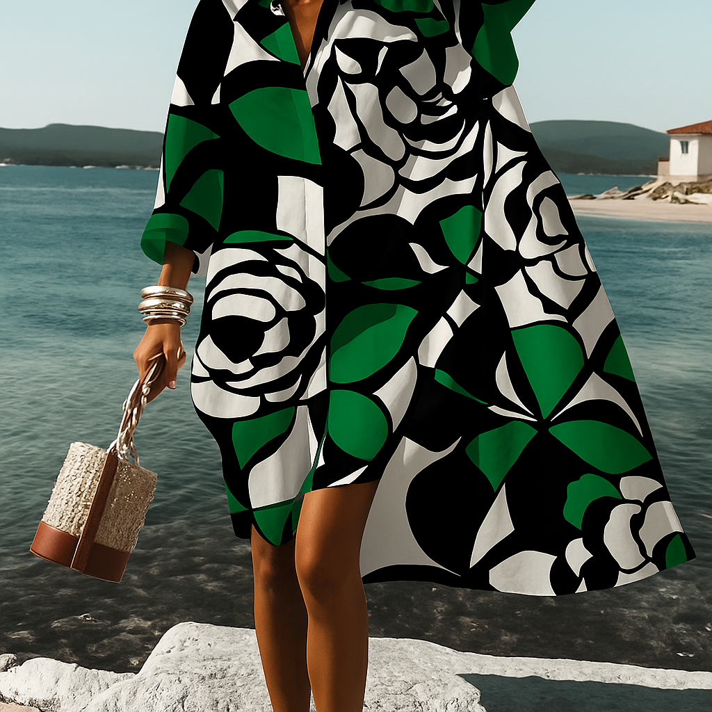 Skyla | Women Colorblock Shirt Dress | Vacation-Ready Elegance
