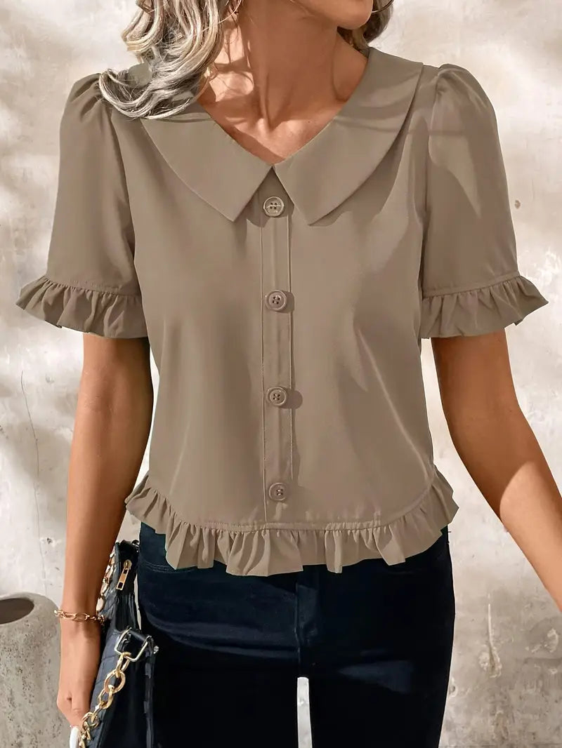 Alexandra™ | Elegant Short Sleeve Blouse