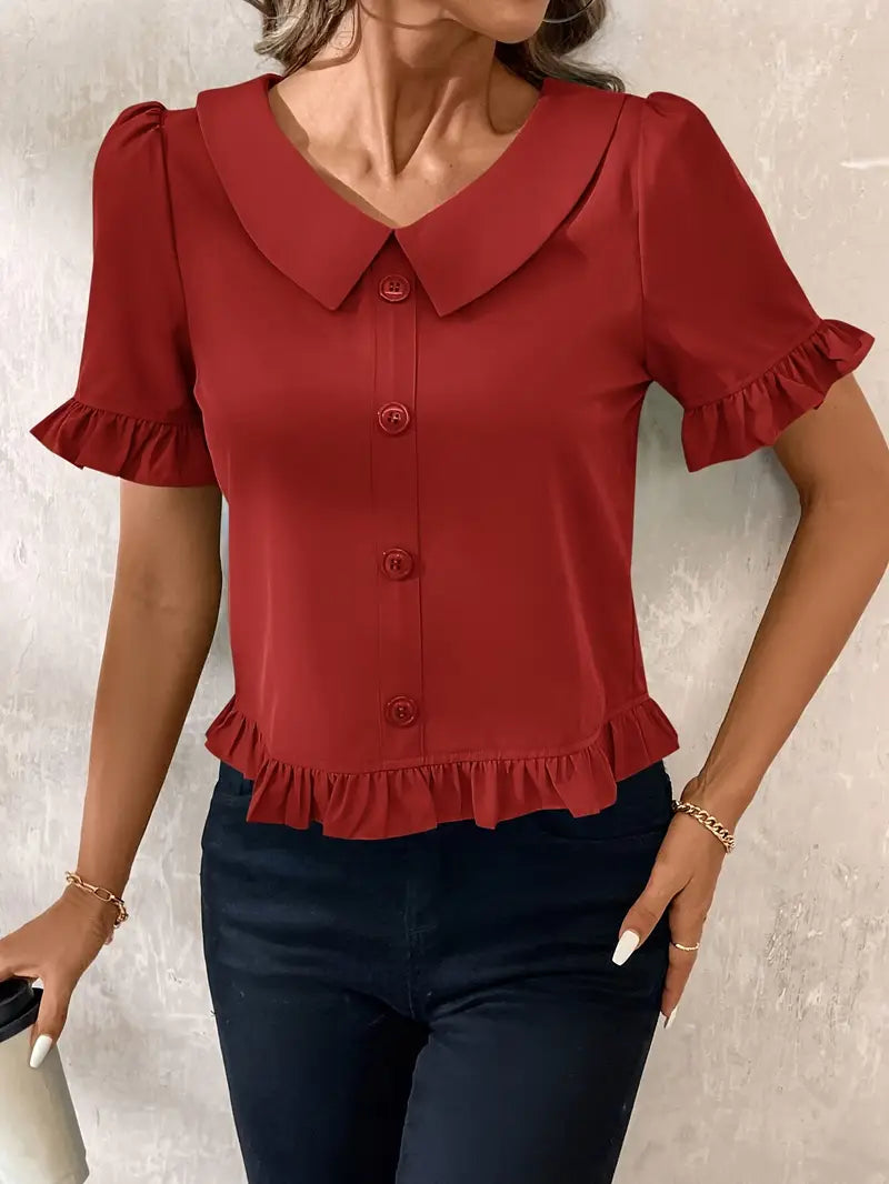 Alexandra™ | Elegant Short Sleeve Blouse