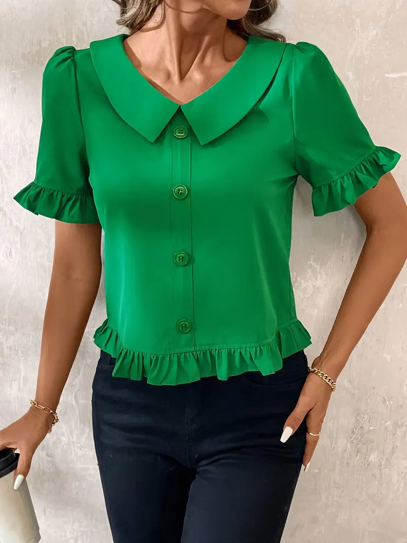Alexandra™ | Elegant Short Sleeve Blouse