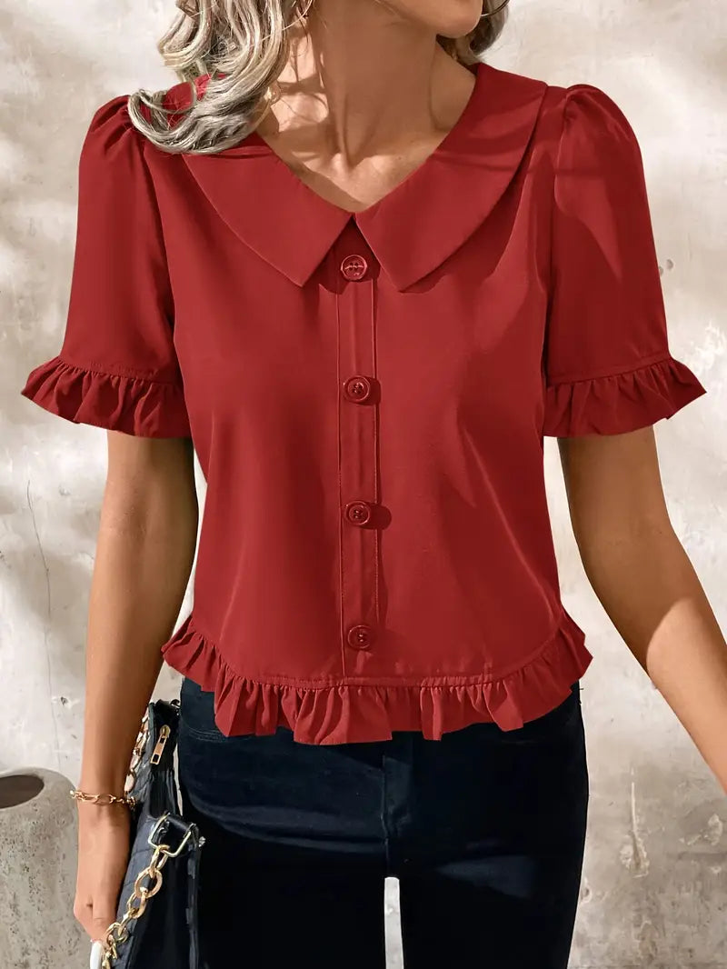 Alexandra™ | Elegant Short Sleeve Blouse