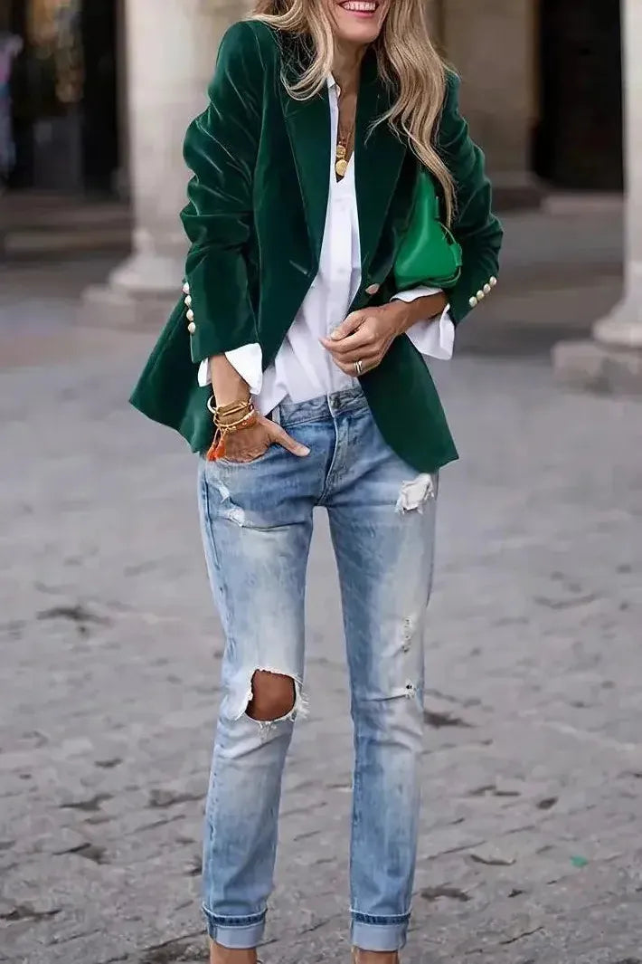 Remy | Women Velvet Tailored Blazer | Structured & Elegant