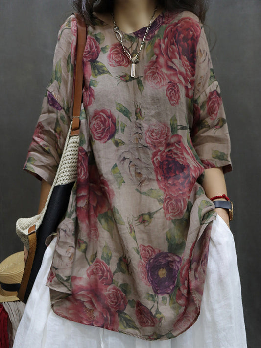 Mabel | Women Vintage Floral Blouse | Lightweight & Natural