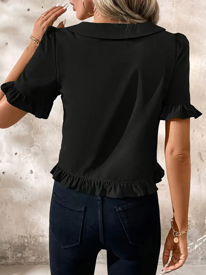 Alexandra™ | Elegant Short Sleeve Blouse