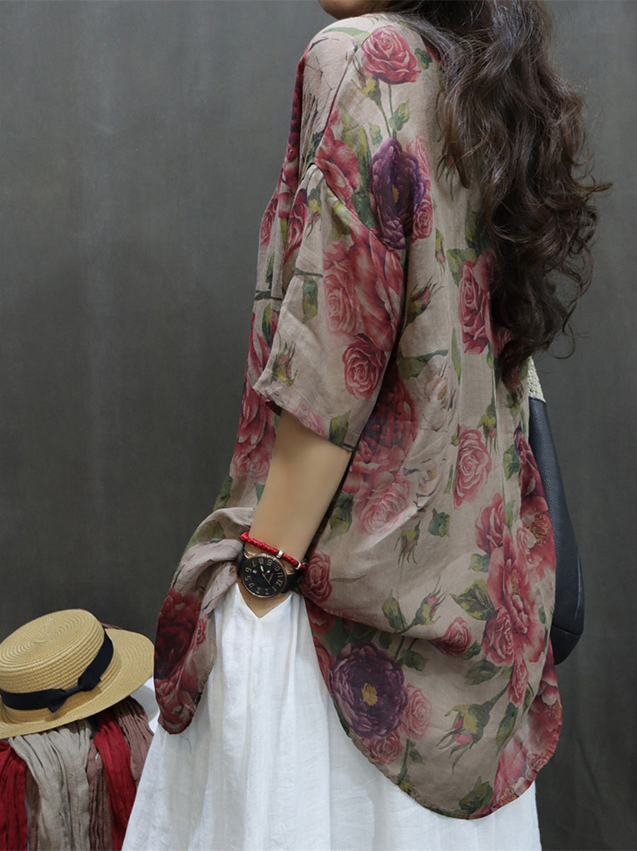Mabel | Women Vintage Floral Blouse | Lightweight & Natural