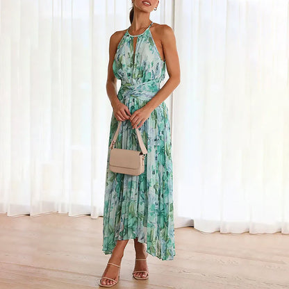Delilah | Women Pleated Midi Dress | Halter Silhouette