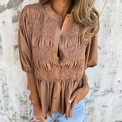 Sienna | Women’s Smocked Puff Sleeve Blouse | Airy-Chic