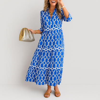 Juliette | Women Chain Print Midi Dress | Versatile Style