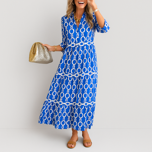 Juliette | Women Chain Print Midi Dress | Versatile Style