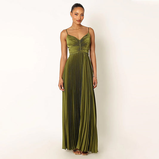 Arden | Women Pleated Maxi Dress | Adjustable Fit