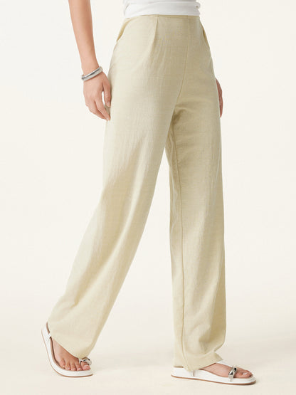 Lisa™ | Cotton-linen Mid Rise Straight Leg Pant