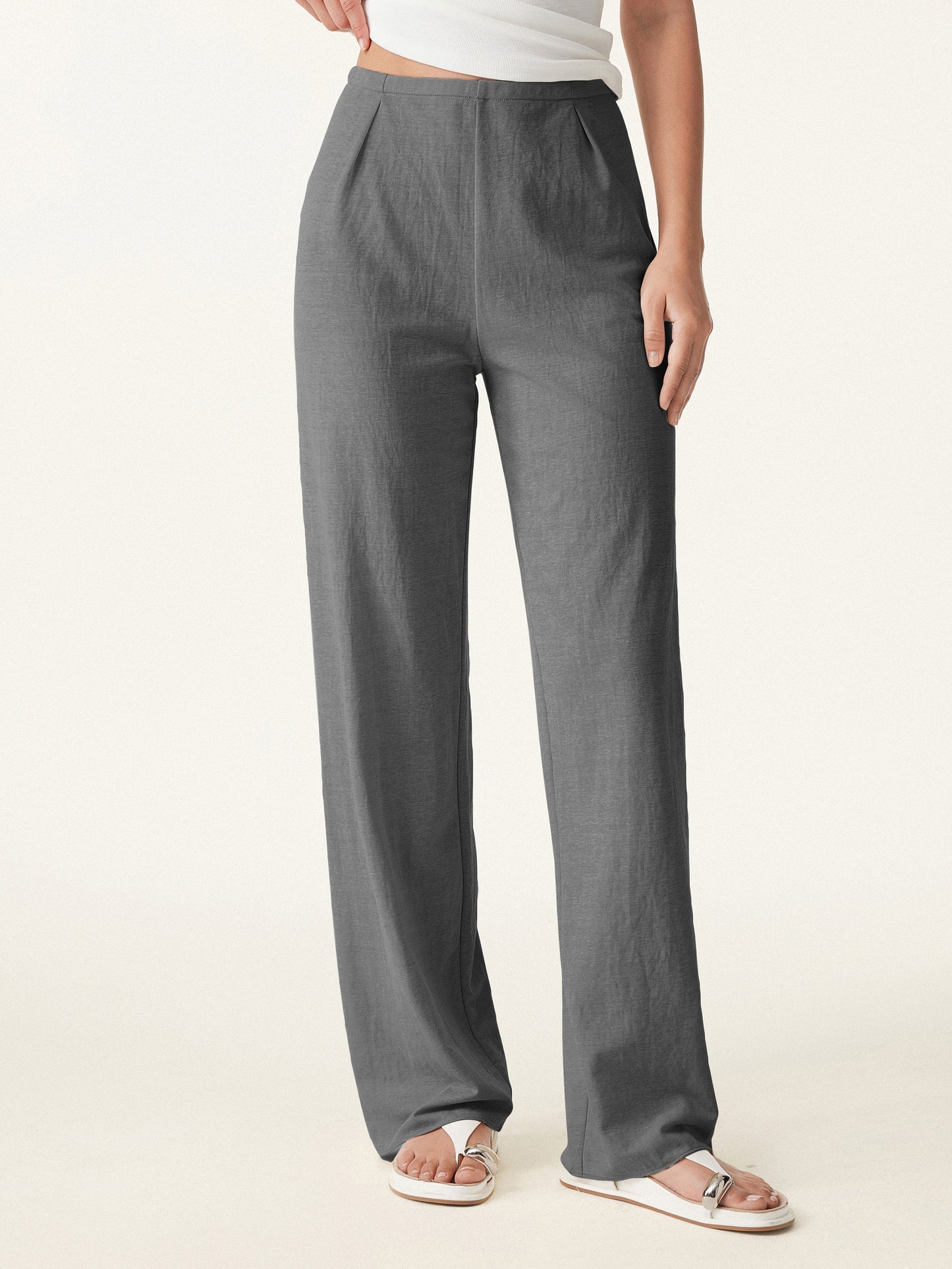 Lisa™ | Cotton-linen Mid Rise Straight Leg Pant