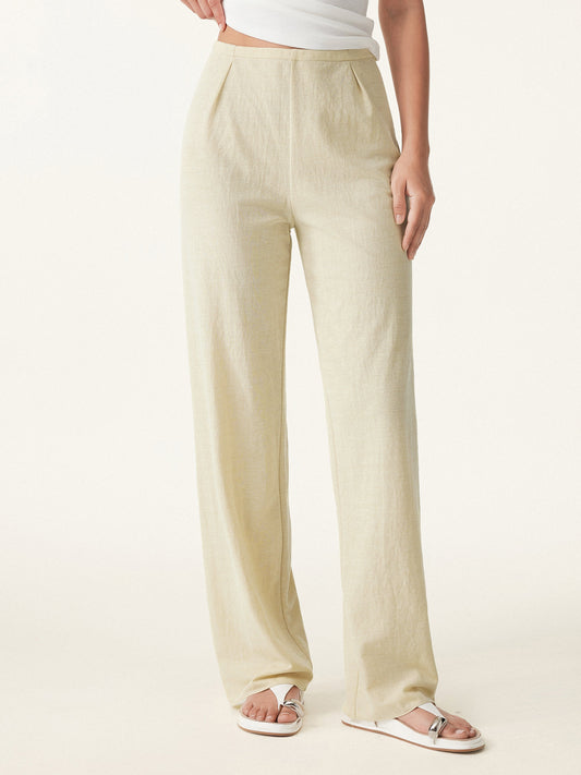 Lisa™ | Cotton-linen Mid Rise Straight Leg Pant