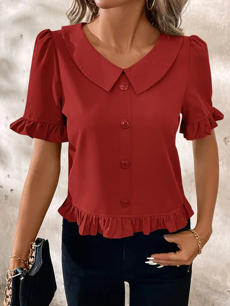 Alexandra™ | Elegant Short Sleeve Blouse