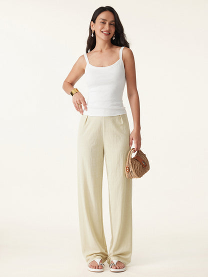 Lisa™ | Cotton-linen Mid Rise Straight Leg Pant