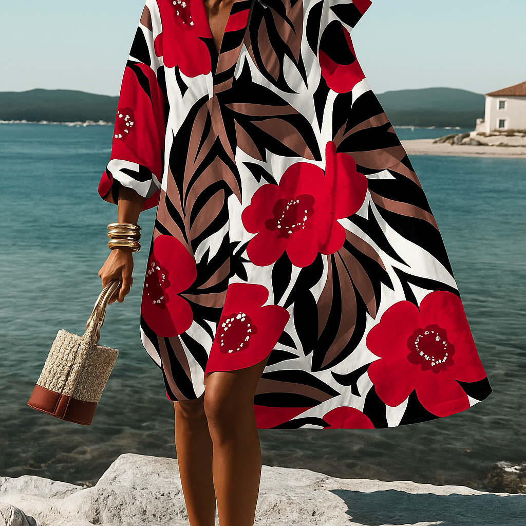 Skyla | Women Colorblock Shirt Dress | Vacation-Ready Elegance