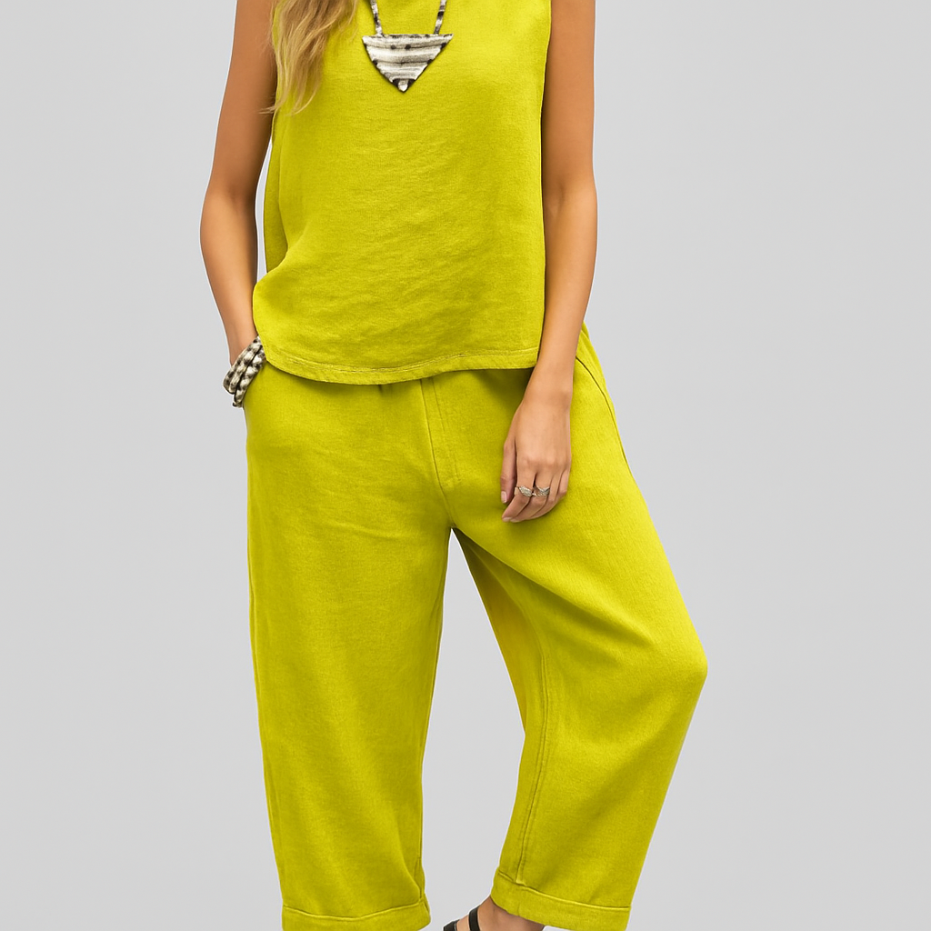 Livia | Women Sleeveless Linen Set | Travel-Ready