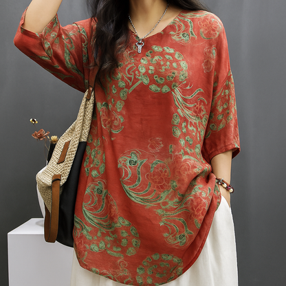 Mabel | Women Vintage Floral Blouse | Lightweight & Natural