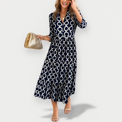 Juliette | Women Chain Print Midi Dress | Versatile Style