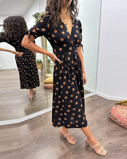 Ruby™ - V-Neck Polka Dot Dress