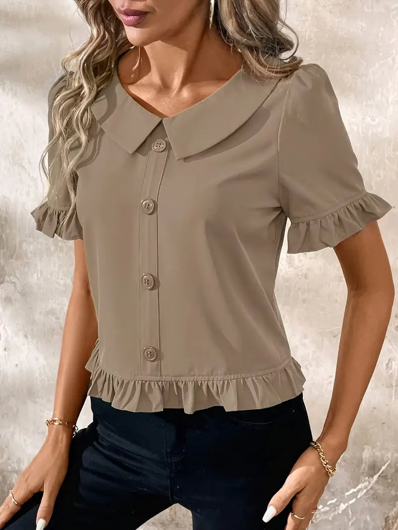 Alexandra™ | Elegant Short Sleeve Blouse