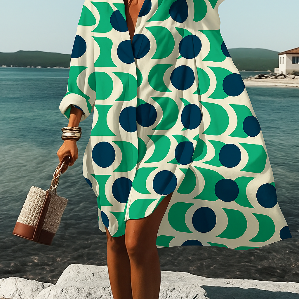 Skyla | Women Colorblock Shirt Dress | Vacation-Ready Elegance