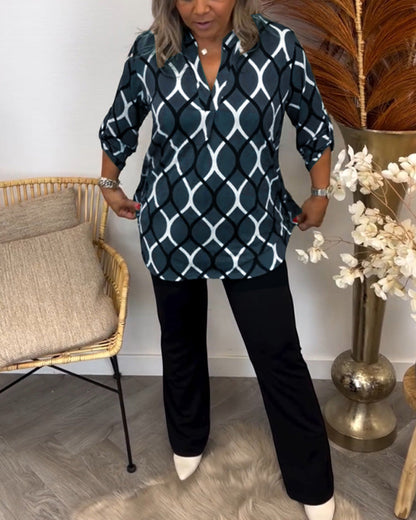Ella™ | Long-Sleeve Blouse with Elegant Pattern
