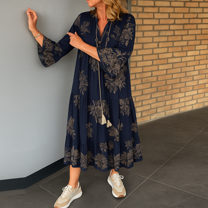 Hypatia | Women Vintage Floral Dress | Flattering V-Neck