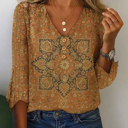 Evie | Women 3/4 Sleeve V-Neck Top | Vibrant Fit