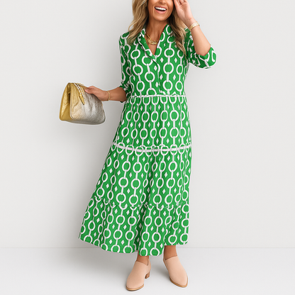 Juliette | Women Chain Print Midi Dress | Versatile Style