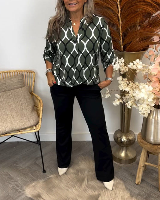 Ella™ | Long-Sleeve Blouse with Elegant Pattern