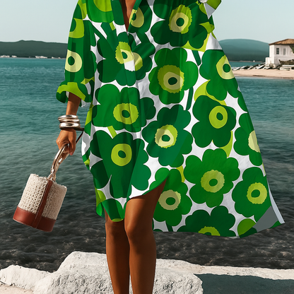 Skyla | Women Colorblock Shirt Dress | Vacation-Ready Elegance