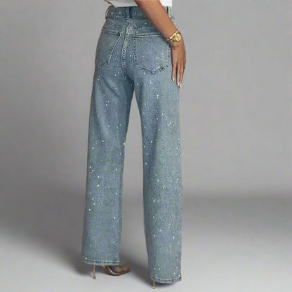 Alyra | Women Sparkling Denim Jeans | High-Waisted Glam