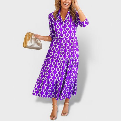 Juliette | Women Chain Print Midi Dress | Versatile Style