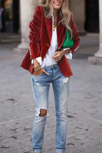 Remy | Women Velvet Tailored Blazer | Structured & Elegant