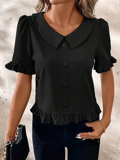 Alexandra™ | Elegant Short Sleeve Blouse